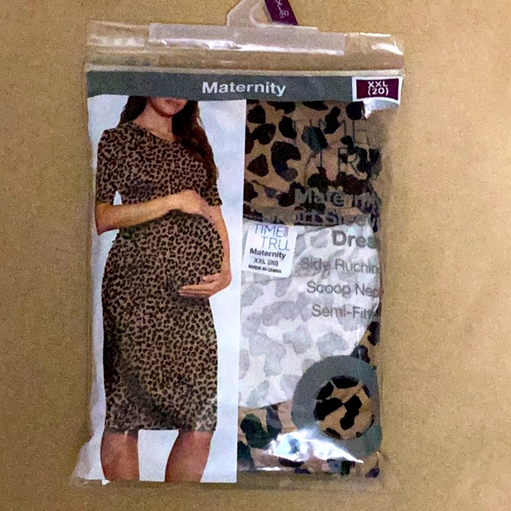 TIME TRU MATERNITY SHORT SLEEVE DRESS CHEETAH PRINT SIZE XXL (20)